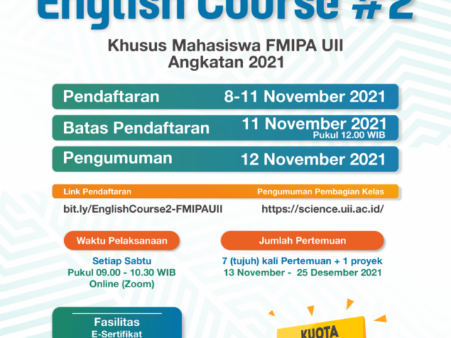 Dibuka Pelatihan Online Bahasa Inggris “English Course #2”